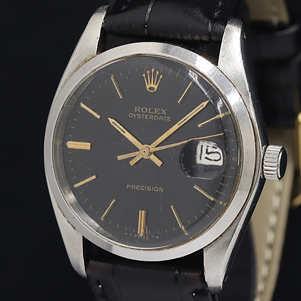 1円 ロレックス オイスタープレシジョン 6694 3844020 手巻き 黒文字盤 メンズ腕時計 OGH 0493020 1DIT_1