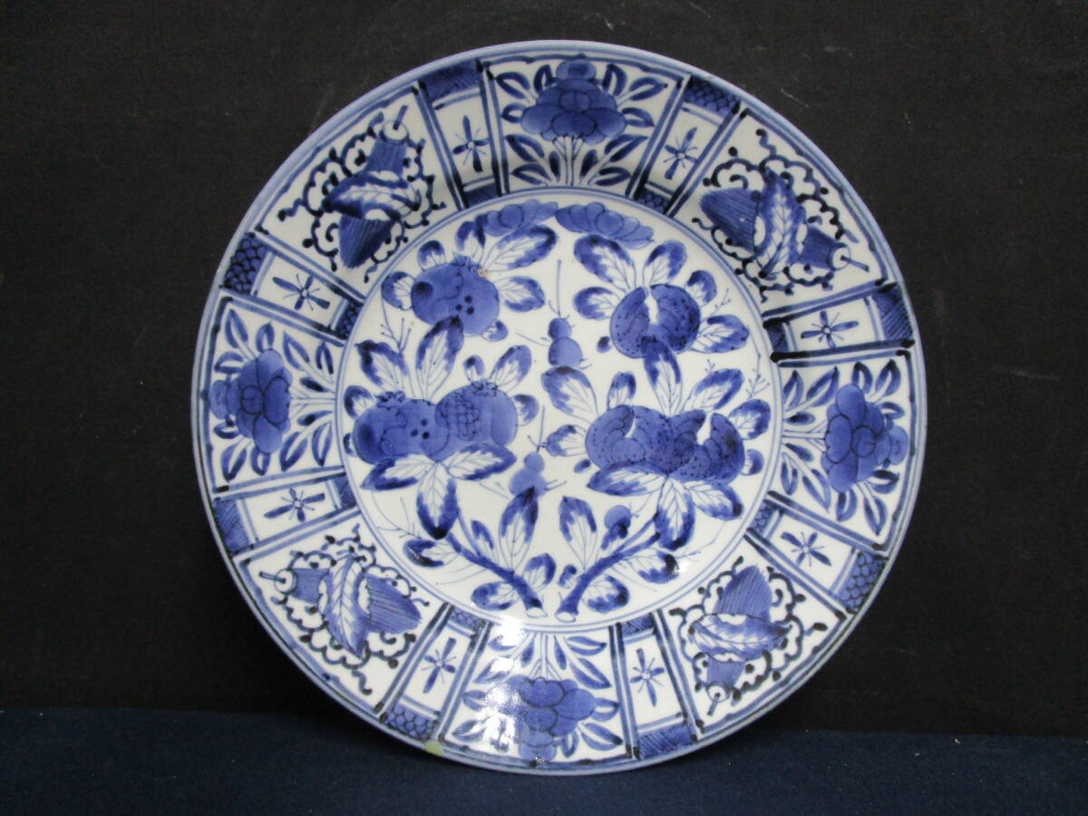 T147 古伊万里 染付芙蓉手柘榴文大皿(染付)｜売買された