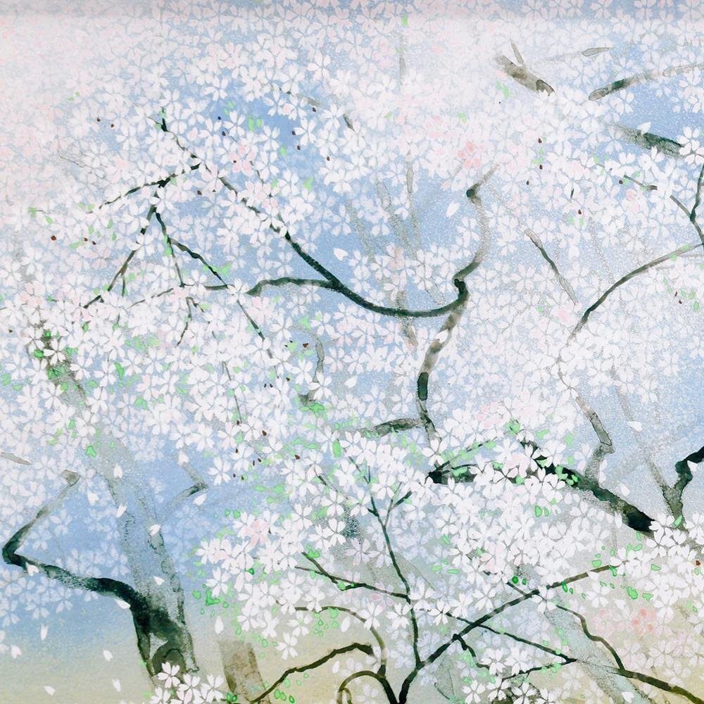 WISH】中島千波「淡墨桜」工芸画 約12号 大作 限定480部 証明シール