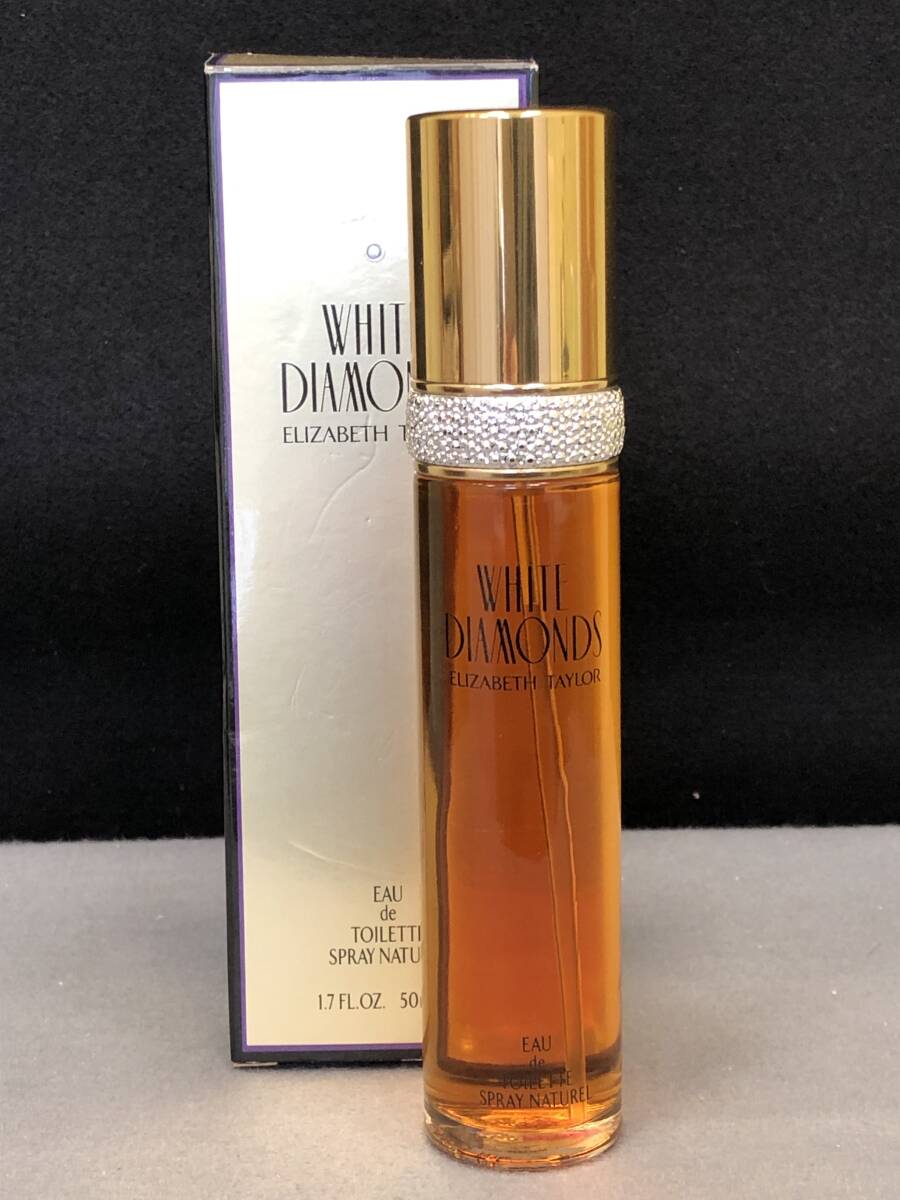 【A】【13923】香水　ELIZABETH TAYLOR　エリザベステイラー　WHITE DIAMONDS オードトワレ　50ml　フレグランス　ほぼ満量_1