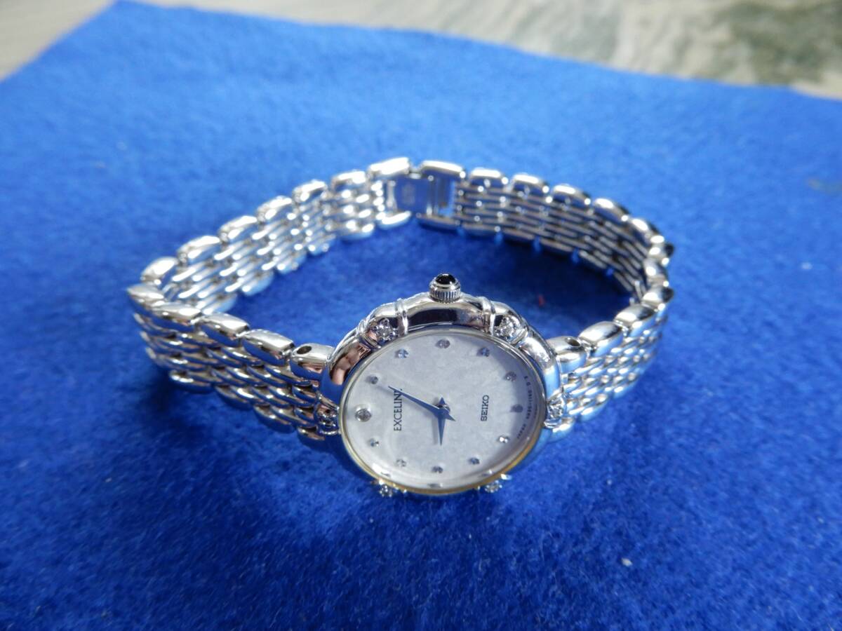 レディース腕時計 SEIKO EXCELINE Quartz　セイコー・エクセリーヌ　クォーツ　宝石付きシルバー文字盤　4N20-0640 _6