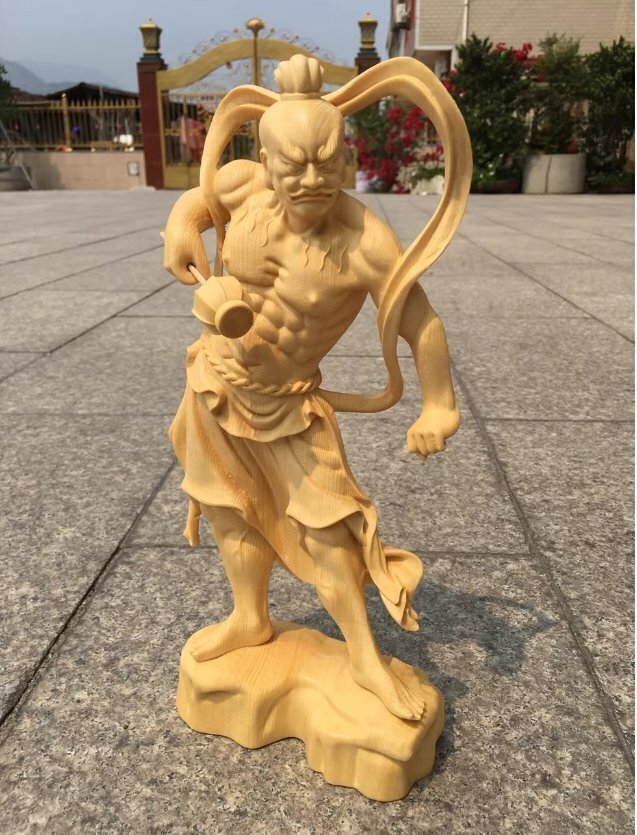 仏教美術 金剛力士像（阿形　吽形）仁王像 極上品 檜木 彫刻 災難除去 木彫仏像 2点セット★高さ20cm_3