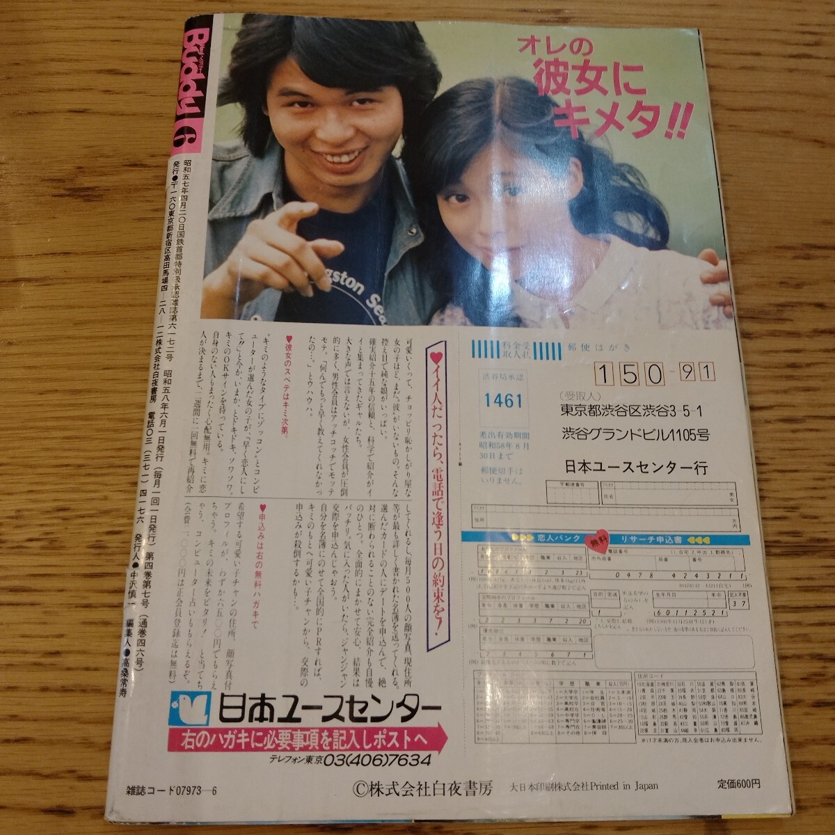 Hey！Buddy ヘイバディー 1983年6月号 浜田朱里(アイドル、芸能人