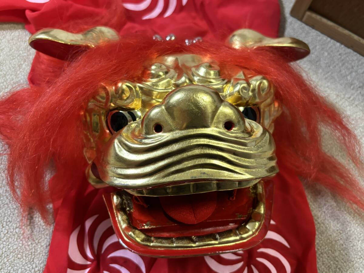 日本舞踊 手獅子 獅子舞 赤 舞台 舞踊 小道具 金獅子 伝統工芸 元箱
