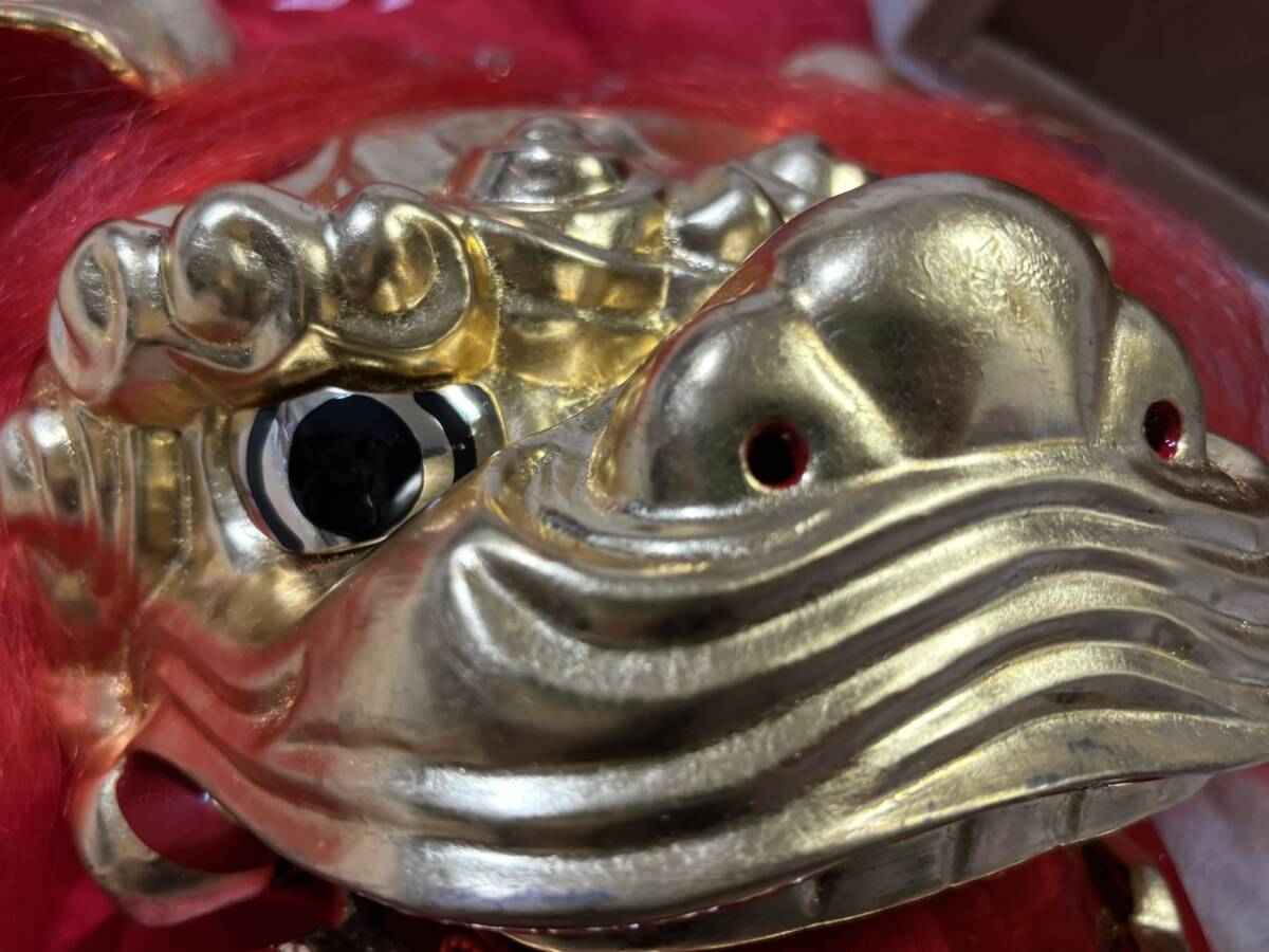 日本舞踊 手獅子 獅子舞 赤 舞台 舞踊 小道具 金獅子 伝統工芸 元箱
