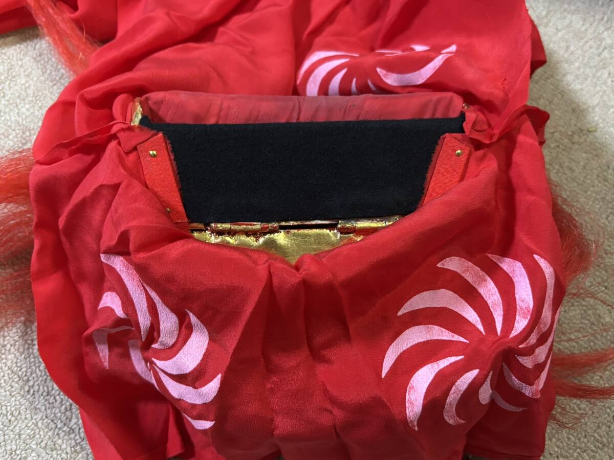 日本舞踊 手獅子 獅子舞 赤 舞台 舞踊 小道具 金獅子 伝統工芸 元箱