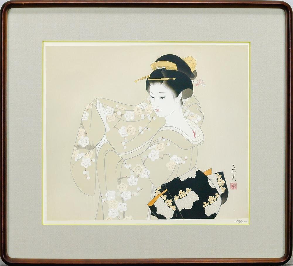 真作】【WISH】志村立美「たもと」木版画 6号大 証明シール 一枚の絵
