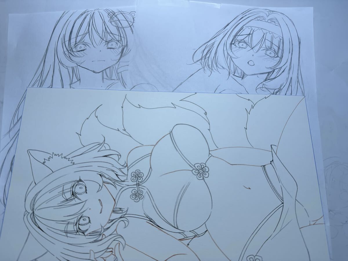 手描きイラスト★東方Project★ラフ画★下描き★失敗イラスト★リクエスト(中色紙)_10