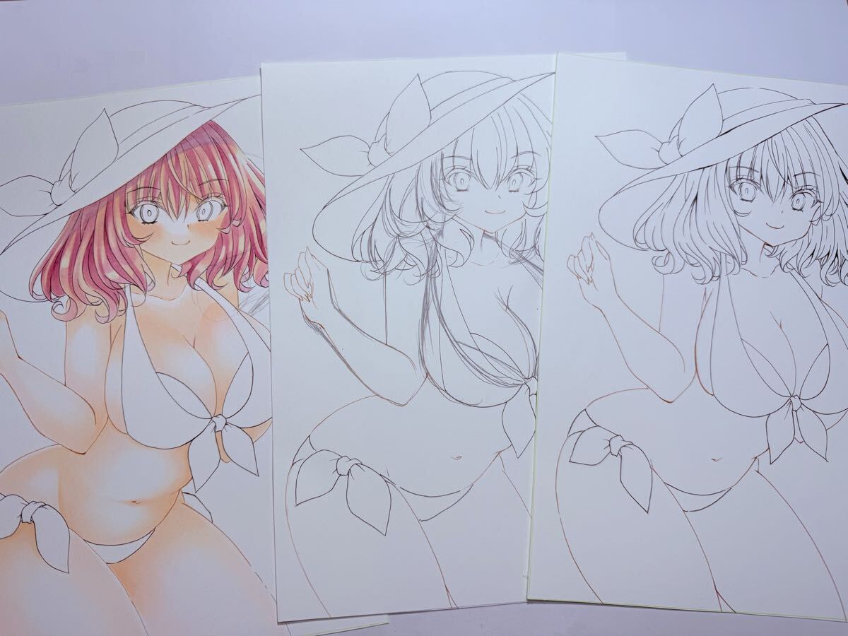 手描きイラスト★東方Project★ラフ画★下描き★失敗イラスト★リクエスト(中色紙)_3