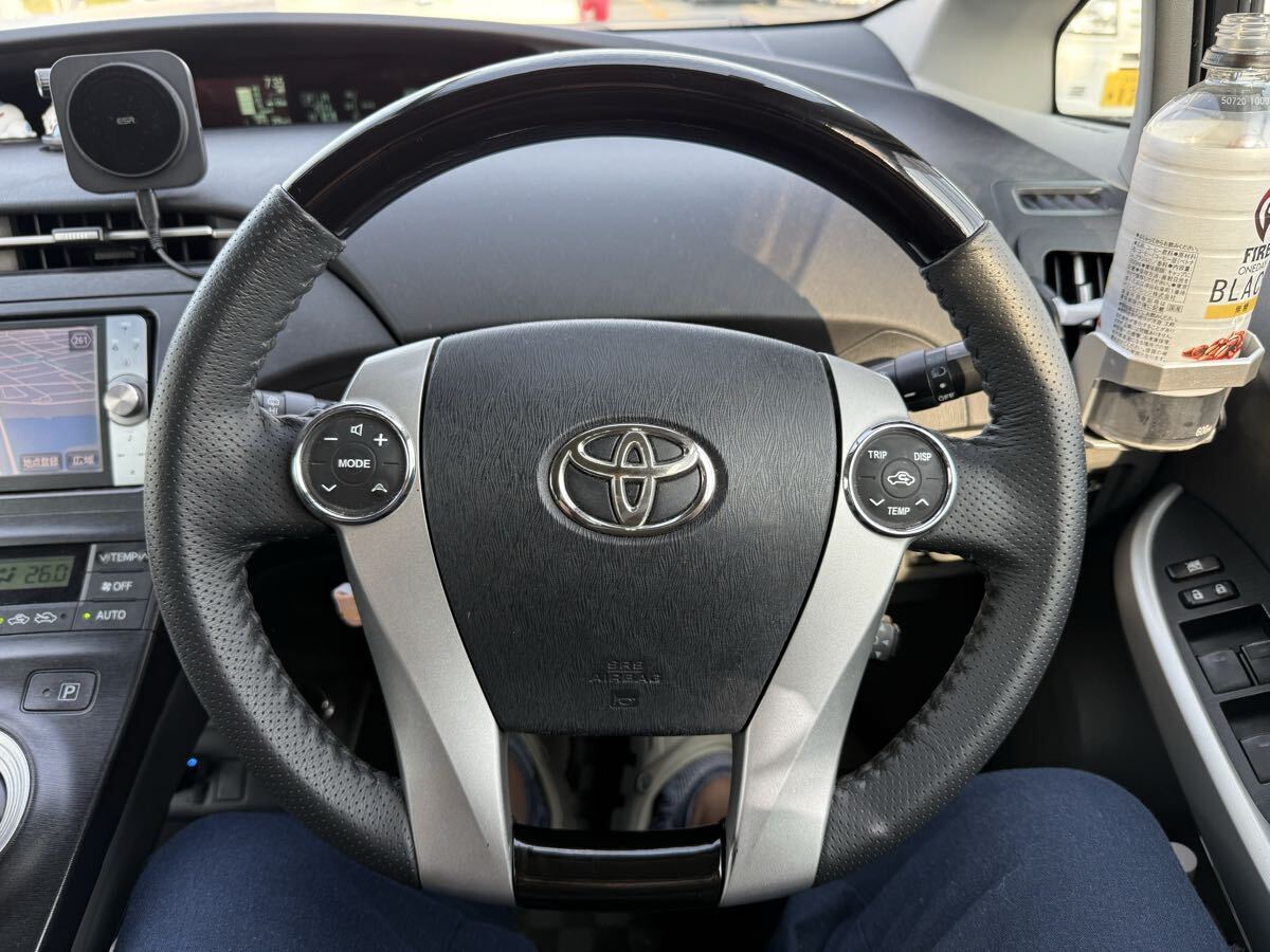 ZVW30 プリウス ステアリング ピアノブラック ノーマルグリップ ※プリウスα アクアなどにも_5