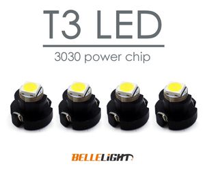 4個 T3 LED ハイパワーSMD採用 白 ミニベース メーター球 エアコン球 ダッシュボードパネ