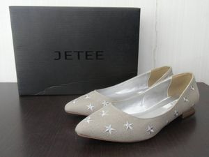 ジュテ JETEE ローヒールパンプス 24cm 星刺繍 フラットパンプス　バレエシューズ