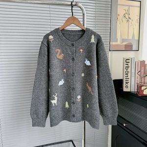 xu 2511 高質 上品 子動物柄 ニット セーター カーディガン 羽織物 アウター チュニック