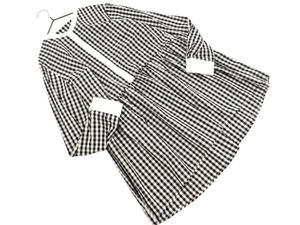 ネコポスOK SHIPS シップス ギンガムチェック ペプラム ブラウス シャツ 白ｘ黒 ■◇ ☆