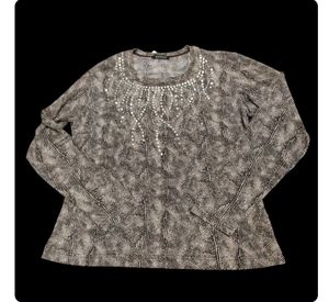 ★新品★R-OTAS★パイソン柄 プルオーバー カットソー ストレッチ スタッズ ミセス フリ