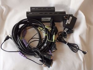 エレコムKVMスイッチPC切替機：KVM-DVHDU2/4他（ジャンク扱い）