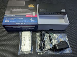 ◎0801u0831　エレコム HDMI切替器 4K 60Hz(18Gbps) 4入力1出力 HDCP2.2対応 手動切替 AC