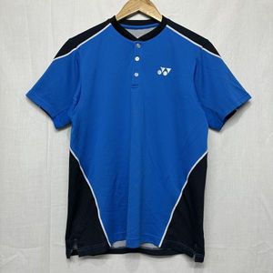 YONEX ヨネックス ショート スリーブ 半袖 ヘンリーネック T シャツ M 青 ブルー ソフト