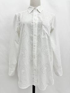 8A1808【本物保証】シャネル シャツ ブラウス カメリア 柄 ココマーク 刺繍 コットン ホ