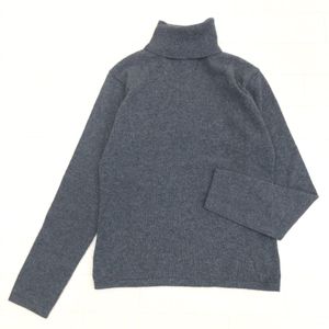 DESIGNED BY YALIE 上質 カシミヤ100% タートルネック ニット セーター F グレー カット