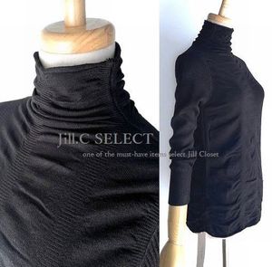 新品【送料185円】万能♪伸縮性抜群 シャーリングストレッチニット×リブ*緩やかハイネッ