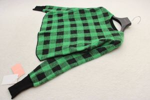 8553 新品タグ付き ウール混チェック柄ニットプルオーバー グリーン38サイズ 定価￥17,60