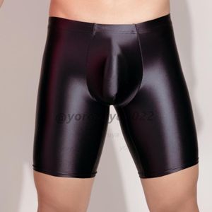 141-237-15 光沢ツヤツヤ ロング スパッツ ボクサーパンツ【ブラックF】男性 下着 セクシ