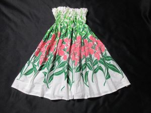 B-359★フラダンス♪ホワイト系/ハワイアン/パウスカート/4本ゴム/丈約70㎝★