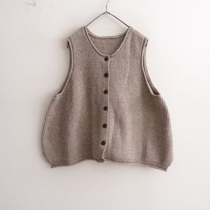 ソウルベリー soulberry *O.W.Nボタンなリブ編みベスト*Mウールミックスニットワイドショ