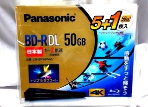 Panasonic BD-R DL 50GB 5+1枚 　　　　　　LM-BR50W6S　