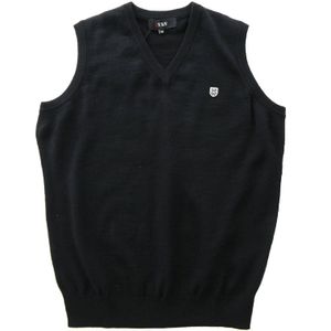 新品 ミスターヴァン 25秋冬 ウール混 ニット ベスト 黒【va1854229_99_LL】 MR.VAN Vネ