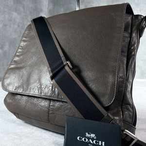 1円 COACH コーチ メッセンジャーバッグ ショルダーバッグ レザー 本革 クロスボディ ビ
