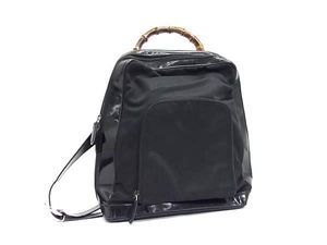 1円 ■美品■ GUCCI グッチ 003・2058・0059・5 バンブー ナイロン×パテントレザー リュ