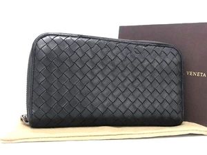 BOTTEGA VENETA ボッテガヴェネタ イントレチャート レザー ラウンドファスナー 長財布