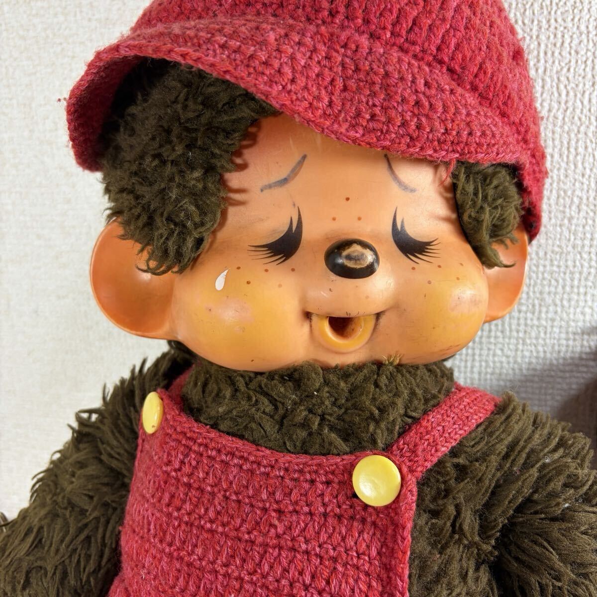 1円〜】セキグチ モンチッチ 泣き顔 ぬいぐるみ 1974年 帽子 洋服付き