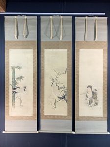 美品 江戸初期1600年頃 額装◆狩野派 狩野永徳 狩野尚信『梅に鳥』扇 大和絵 美品 江戸初期1600年頃 額装◇狩野派 狩野永徳 狩野尚信『梅に