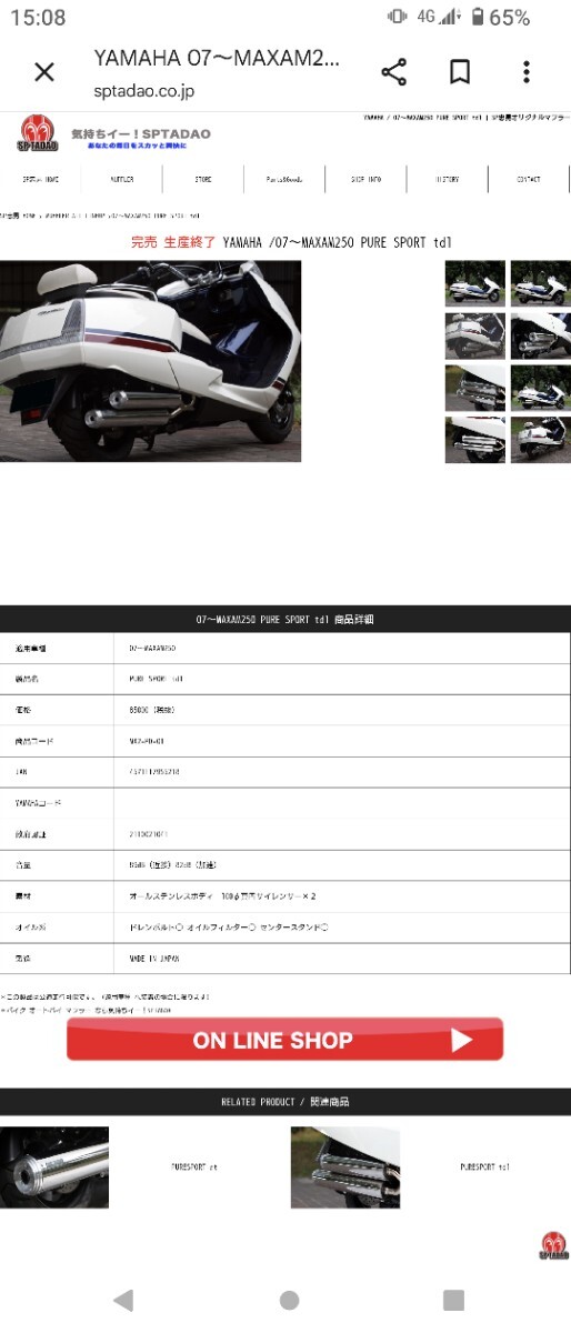 生産終了品）希少 ヤマハ マグザム マフラー SG17J SP忠男 pure sport