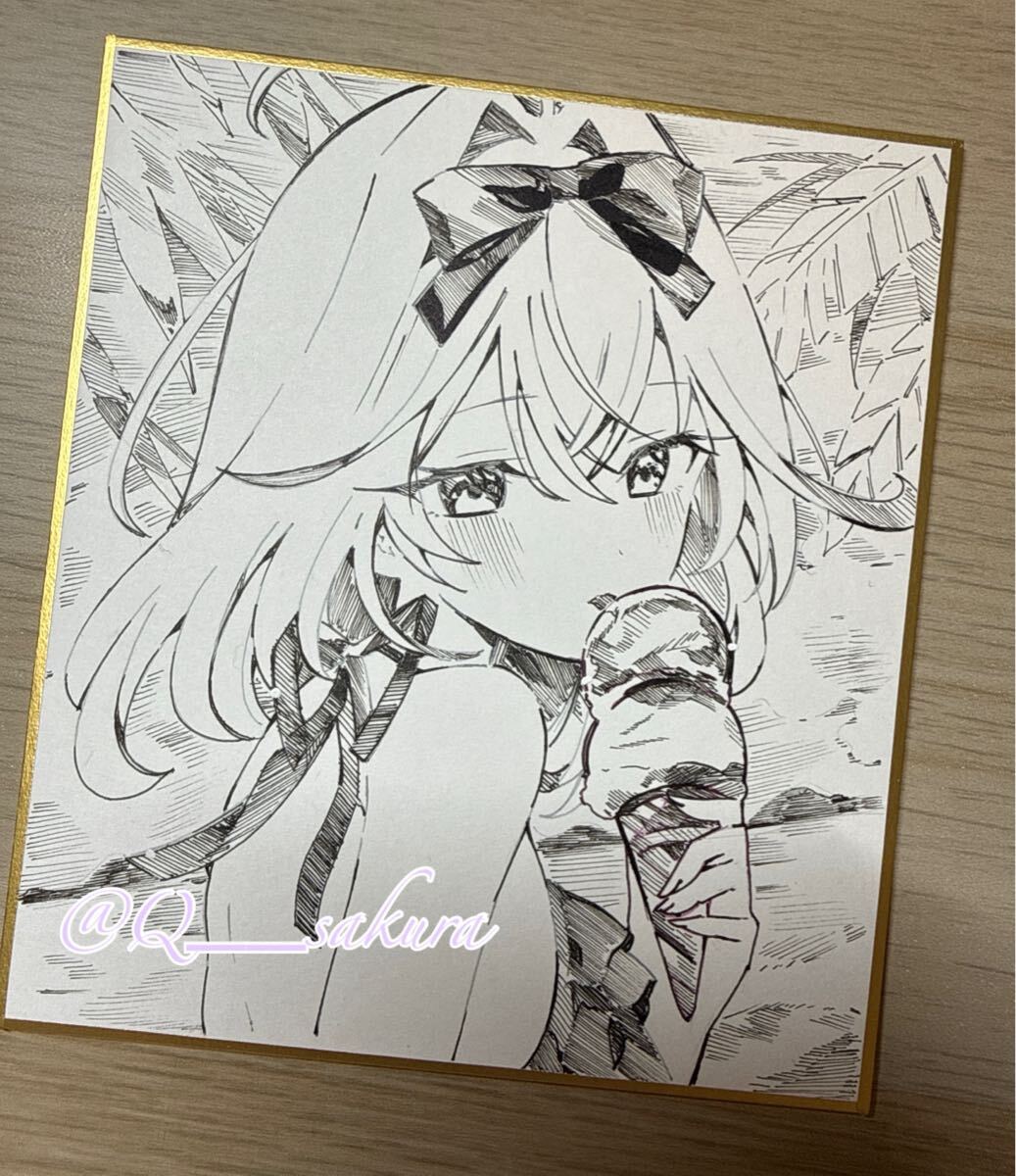 手描きイラスト 名探偵プリキュア！ 森亜るるか 水着 色紙 原画