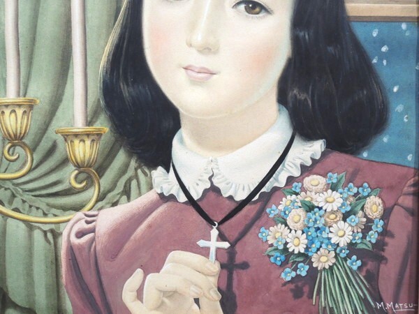 真作/松本昌美/「少女の友 表紙絵」/原画/水彩/約3号/額装品/直筆