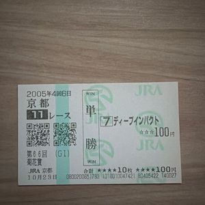 ディープインパクト 馬券の値段と価格推移は？｜16件の売買データから
