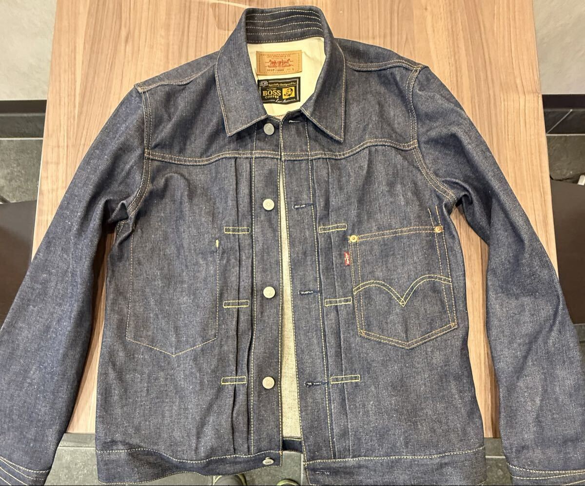 ボスジャン BOSS COFFEE ファー付きジャケット L ネイビー