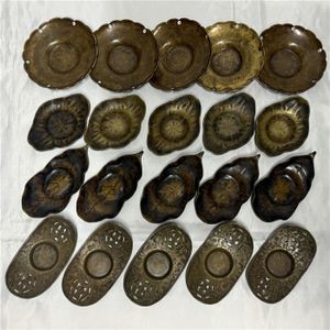 唐物　古銅器 工芸品 086 時代物 唐物 古銅 茶托 托子 4種類 20客 総重量
