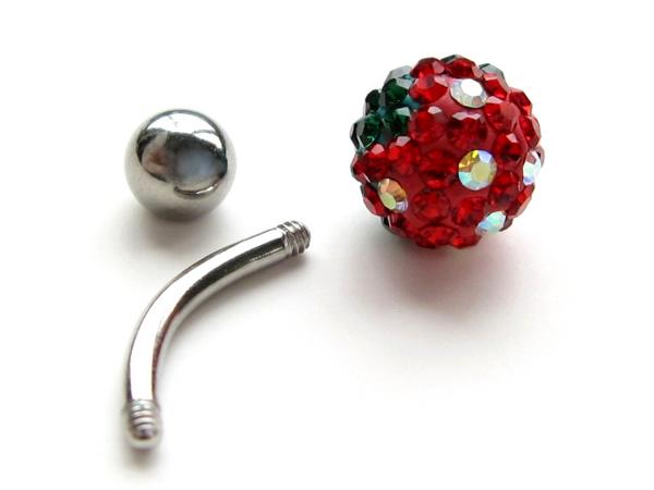 【Jina bring】022ボディーピアスイチゴ苺ミラーボール14Gへそピ_2