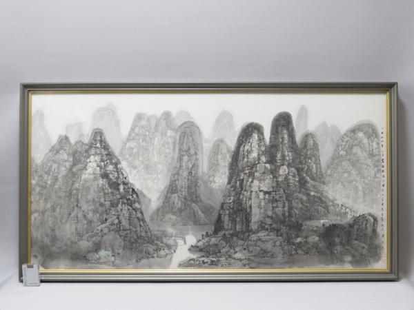 絵画館 人気・陳文光 水墨画60号「桂林漓江図」大作！☆10～15