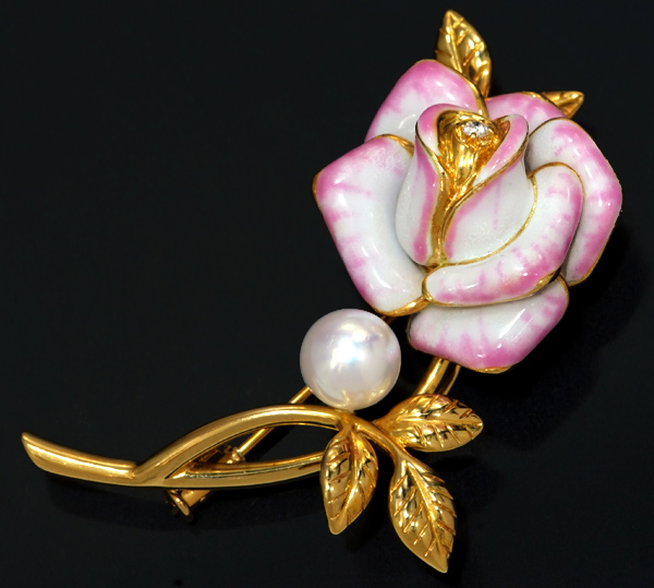D4274【MIKIMOTO】ミキモト 七宝 花珠アコヤ7．5mm 絶品ダイヤモンド