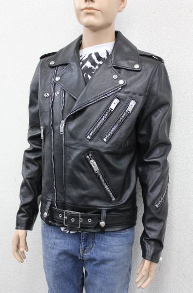 1円OP14SS新品 サンローランパリ レザーライダースジャケット 44
