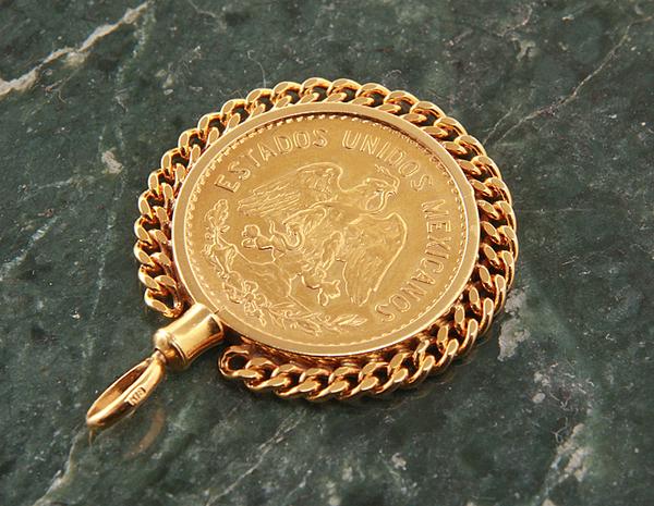 質屋出品》□1955年 メキシコ ペソ金貨ペンダントトップk-4436