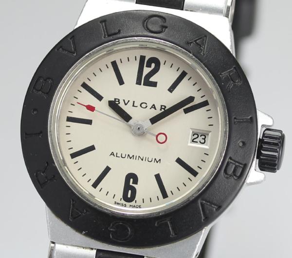 【ブルガリ】 アルミニウム AL29TA QZ ラバーベルト レディース