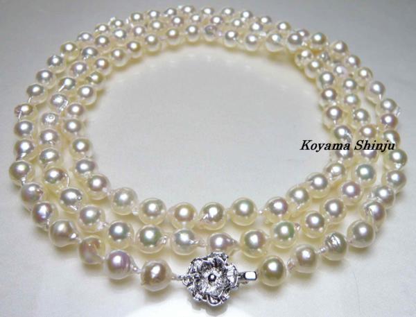 ★小山真珠★１円～絶品カラー！110ｃｍ大珠あこやネックレス