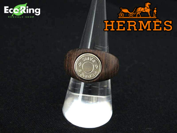 1円 エルメス セリエ ウッド×シルバー リング BP983